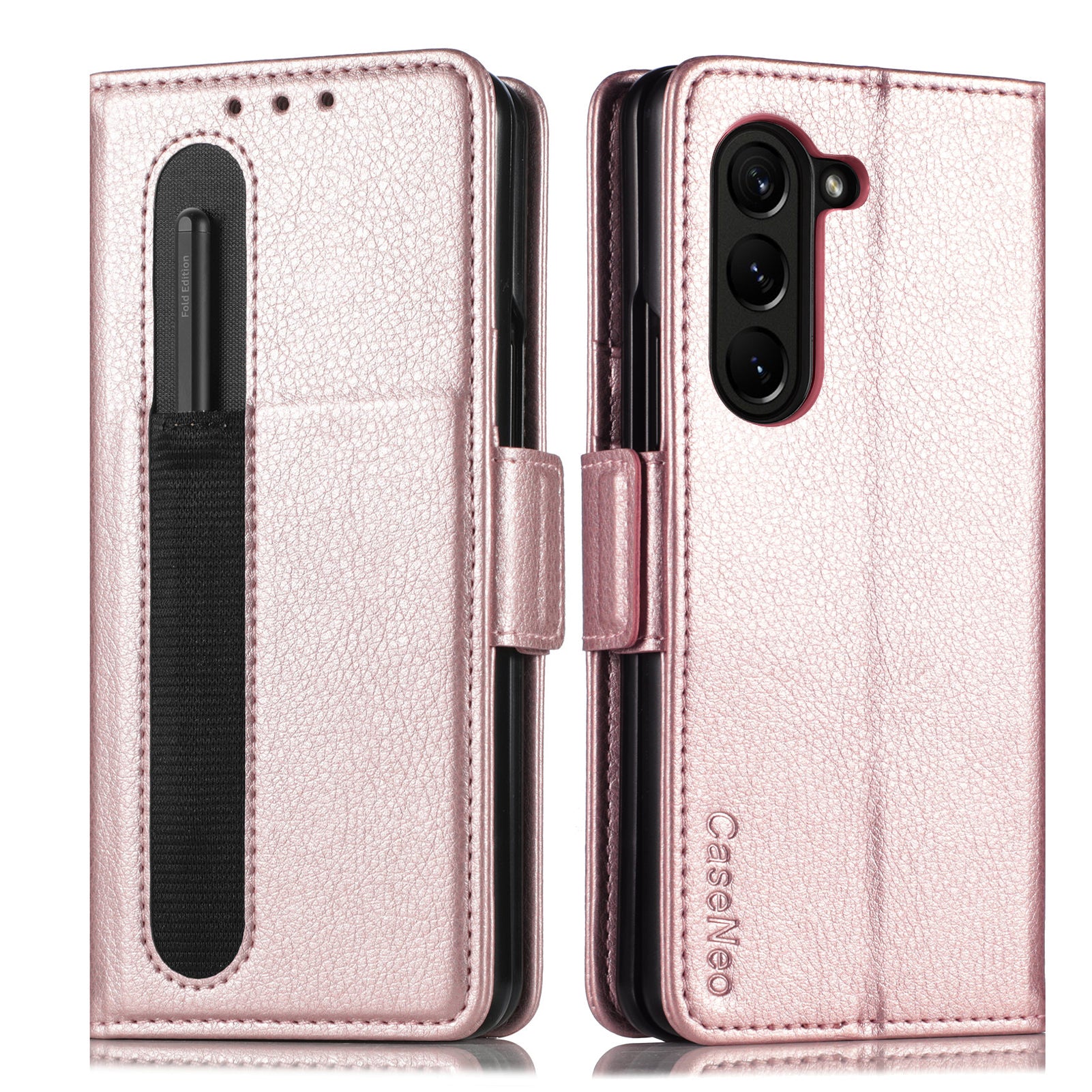 CASENEO For Samsung Galaxy Z Fold5 5G Wallet Phone Case Litchi Texture PU Leather Shockproof Cover with Pen Slot CASENEO For Samsung Galaxy Z Fold5 5G Wallet Phone Case Litchi Texture PU Leather Shockproof Cover with Pen Slot